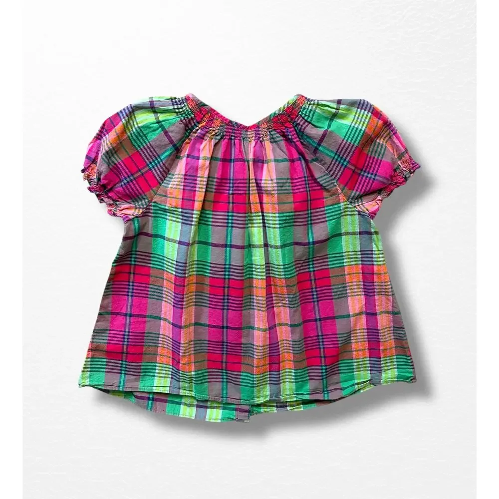 Ralph Lauren Girls’ Madras Plaid Blouse, Size 7